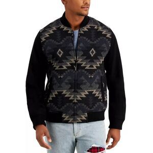Sun & stone geometric Aztec tribal southwestern bomber jacket large men’s